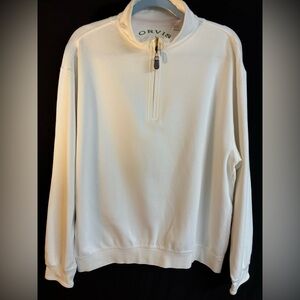 Orvis Men's White Quarter Zip Sweater Large
